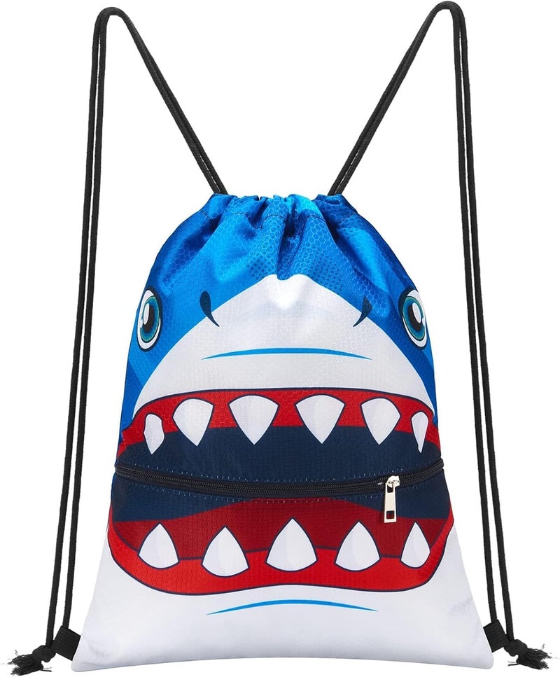 WAWSAM WAWASAM Kids Drawstring Backpack, Gym Swim Bag Cinch Bag for Girls Boys with Zipper Pocket - Image 1